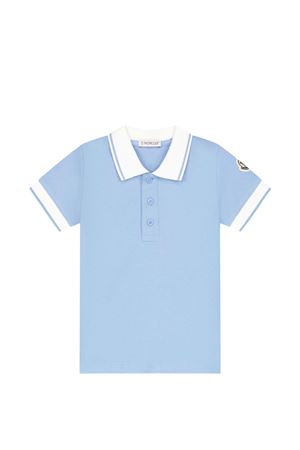 polo in cotone azzurro MONCLER KIDS | L19518A000018496F70Q